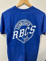 "RBCS Established in 1973" On back of shirt.  Logo on front. Adult T-Shirt